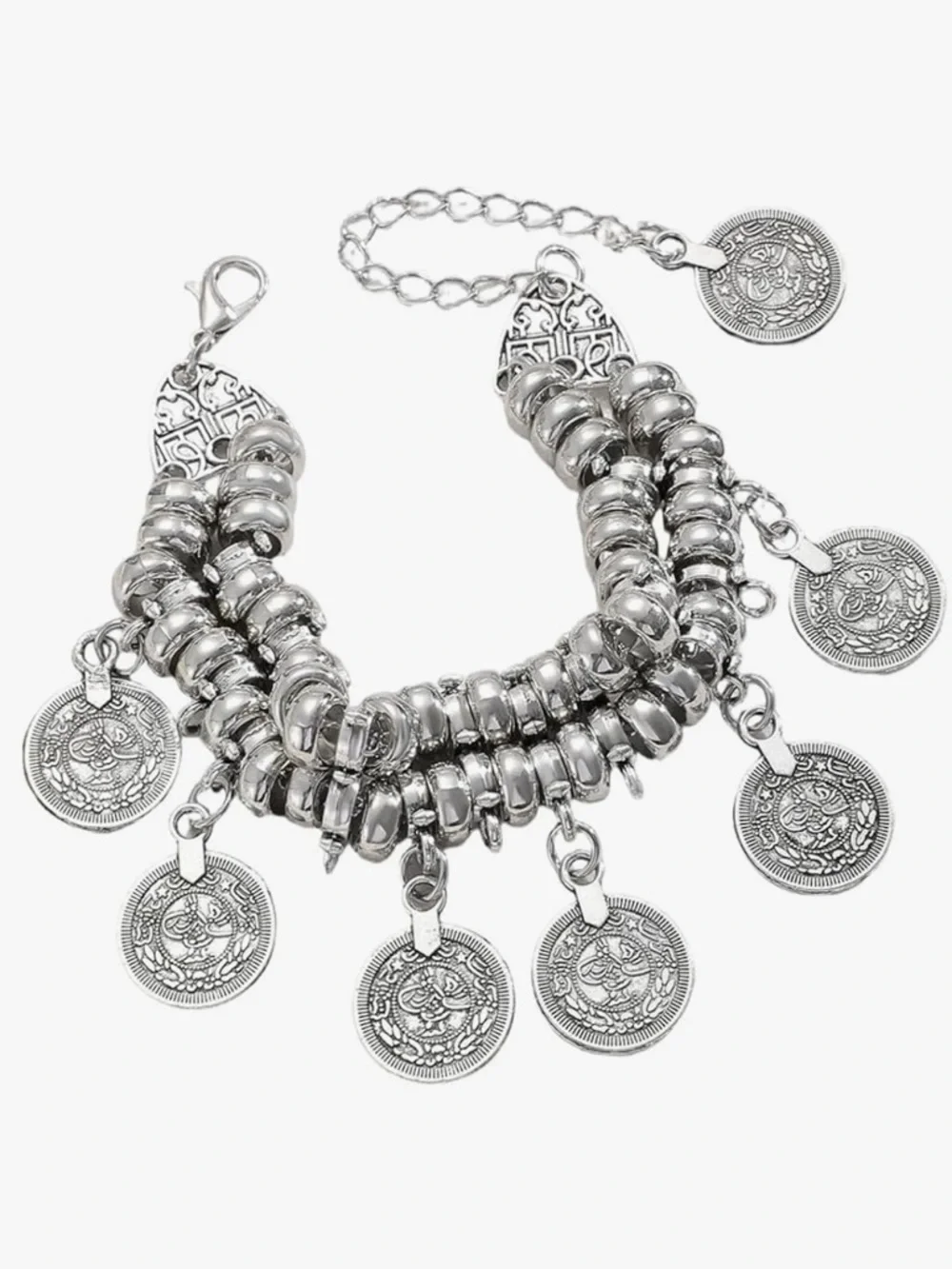 Silver Coin Charm Bracelet - Women Jewelry. Early 2000’s - Picture 2 of 2